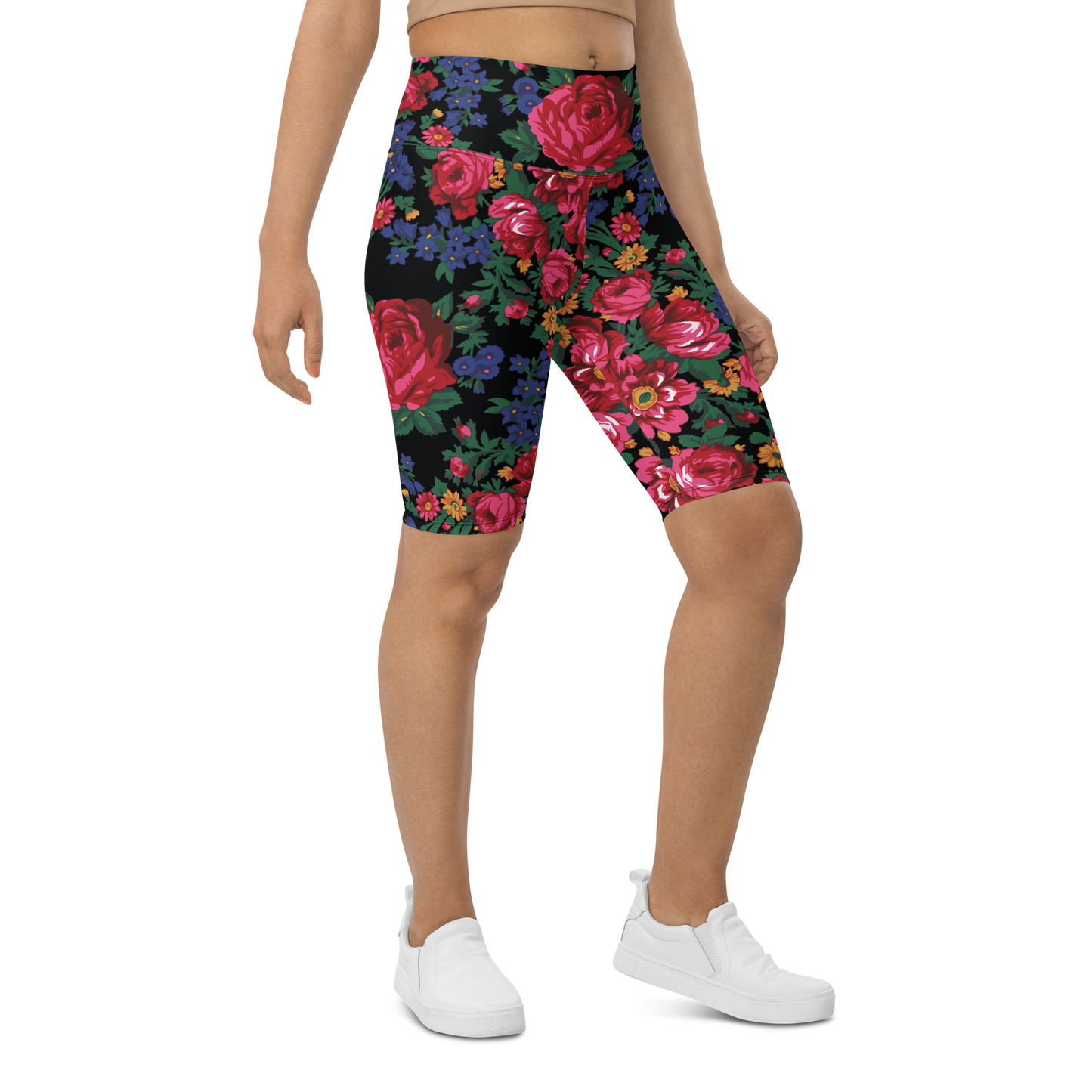 Kokum Floral (Black) - Bike Shorts