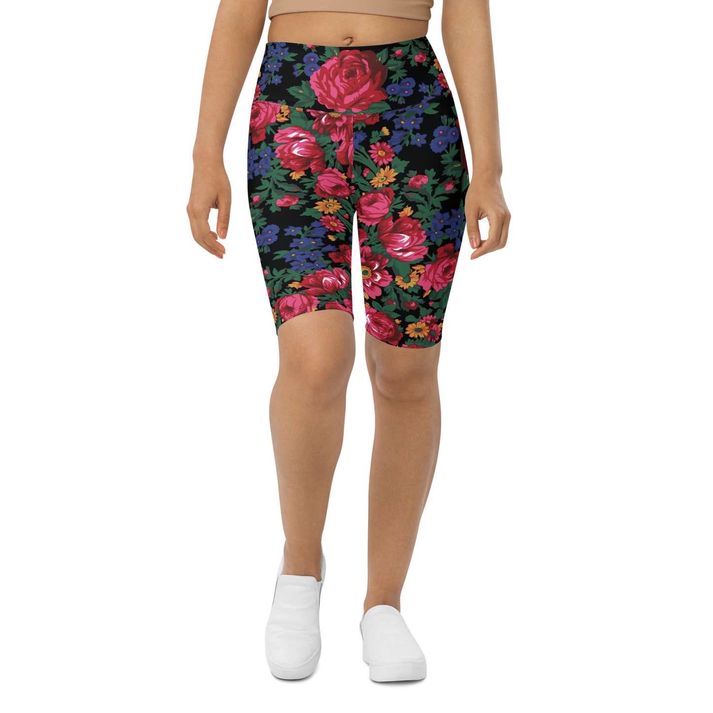 Kokum Floral (Black) - Bike Shorts