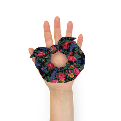 Kokum Floral (Black) - Hair Scrunchie