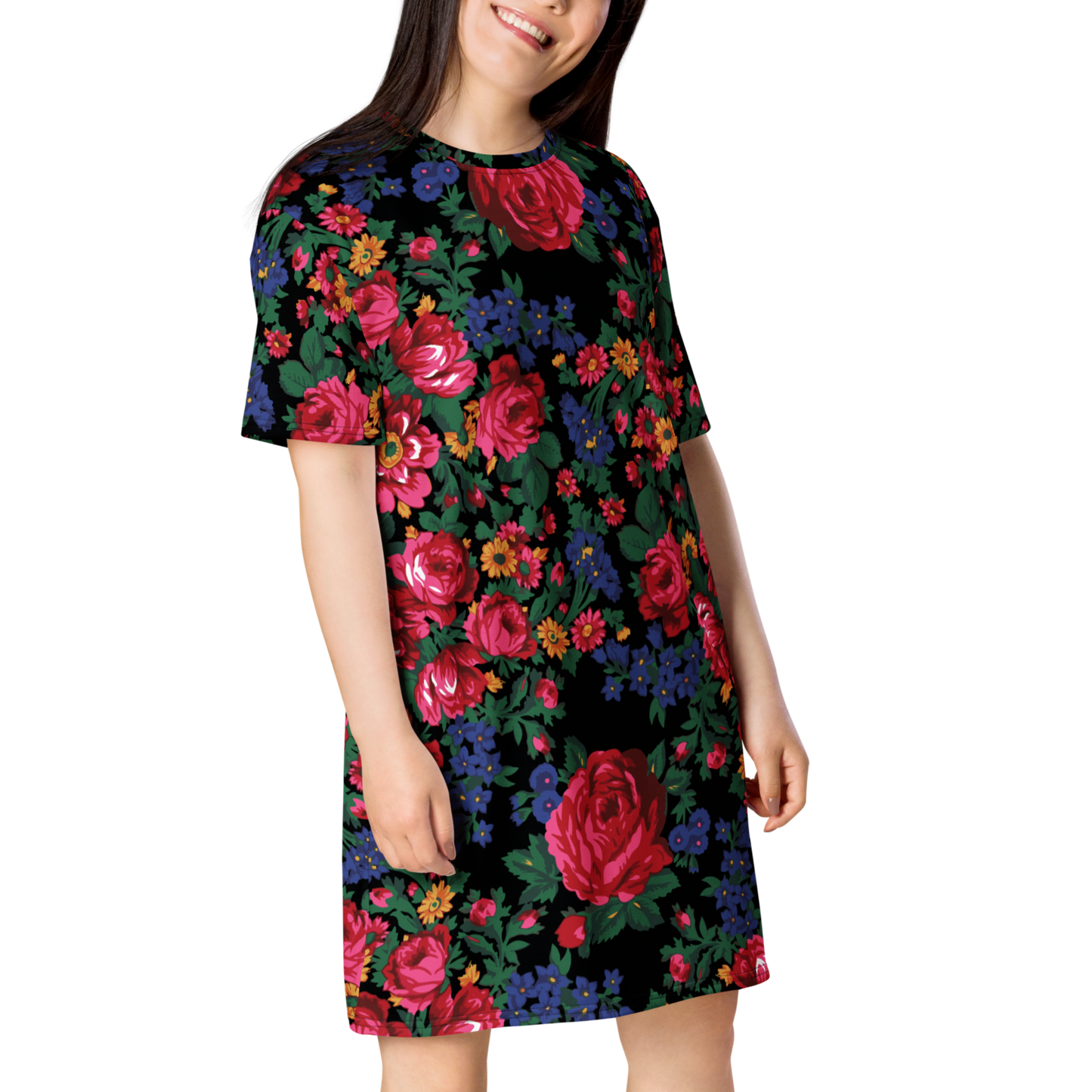 Kokum Floral (Black) - T-shirt Dress