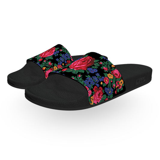 Kokum Floral (Black) - Unisex Slide Sandal
