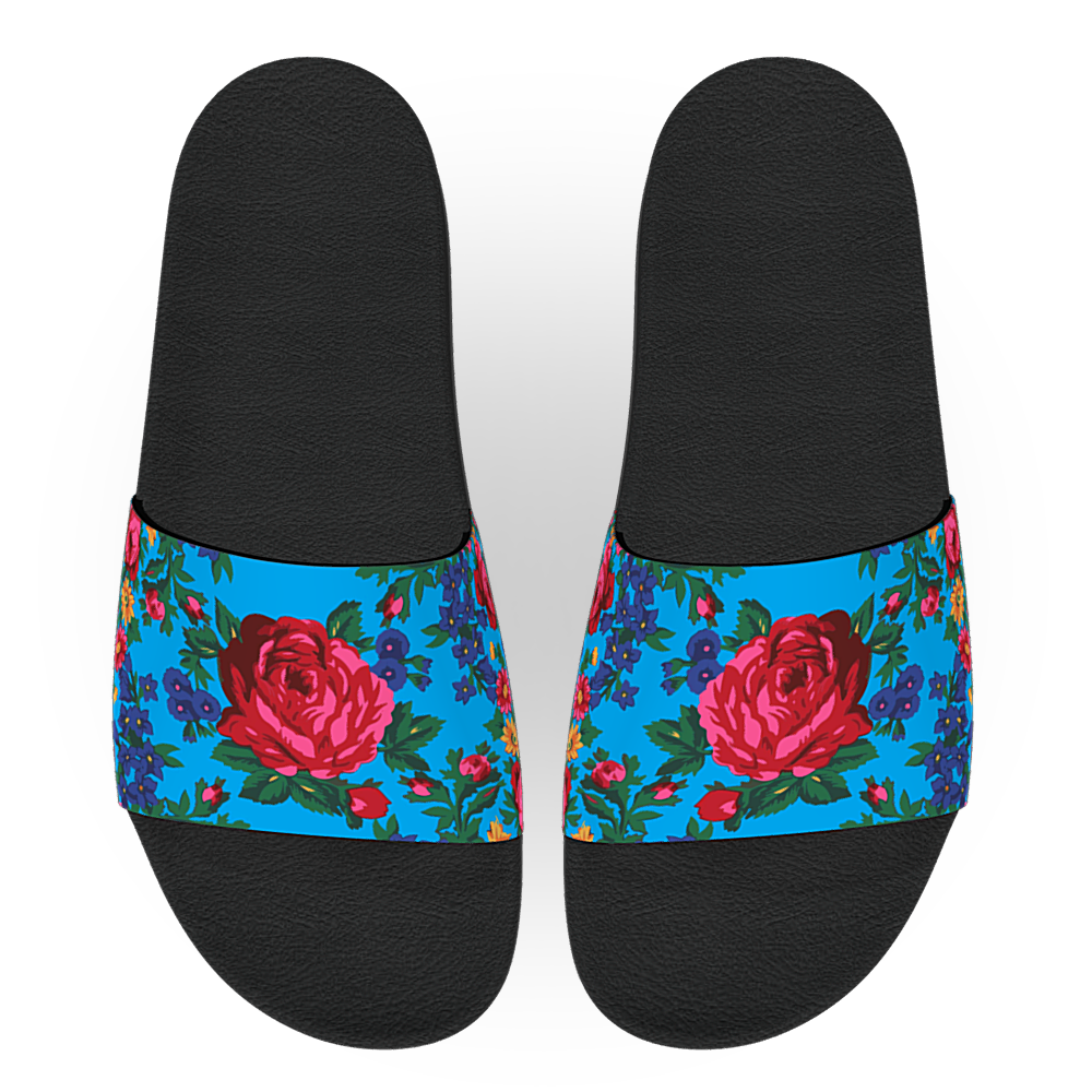 Kokum Floral (Blue) - Unisex Slide Sandal