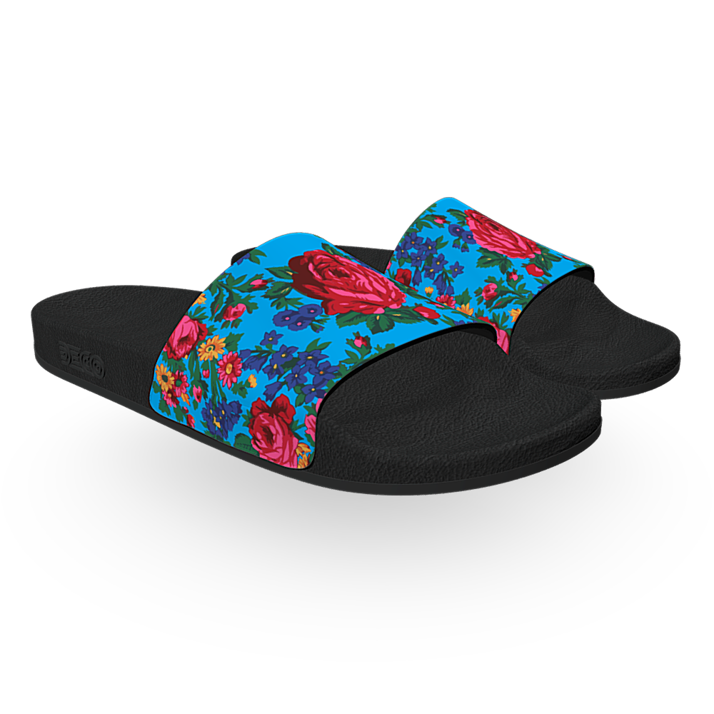 Kokum Floral (Blue) - Unisex Slide Sandal