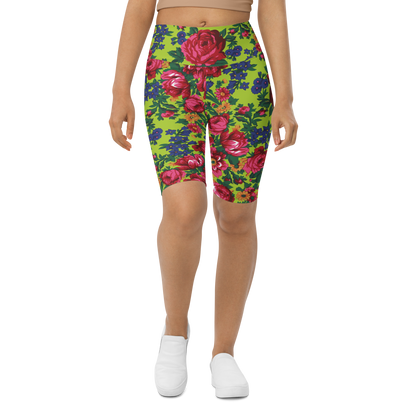 Kokum Floral (Lime Green) - Bike Shorts