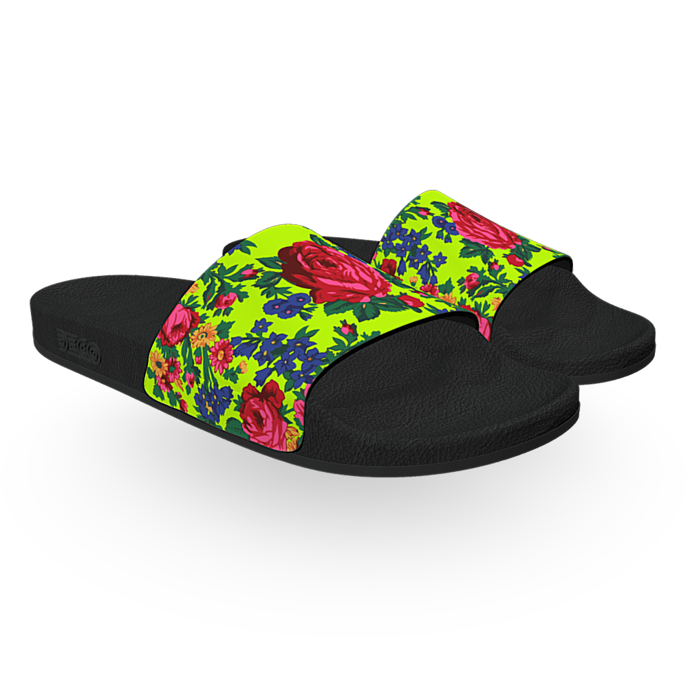 Kokum Floral (Lime Green) - Unisex Slide Sandal