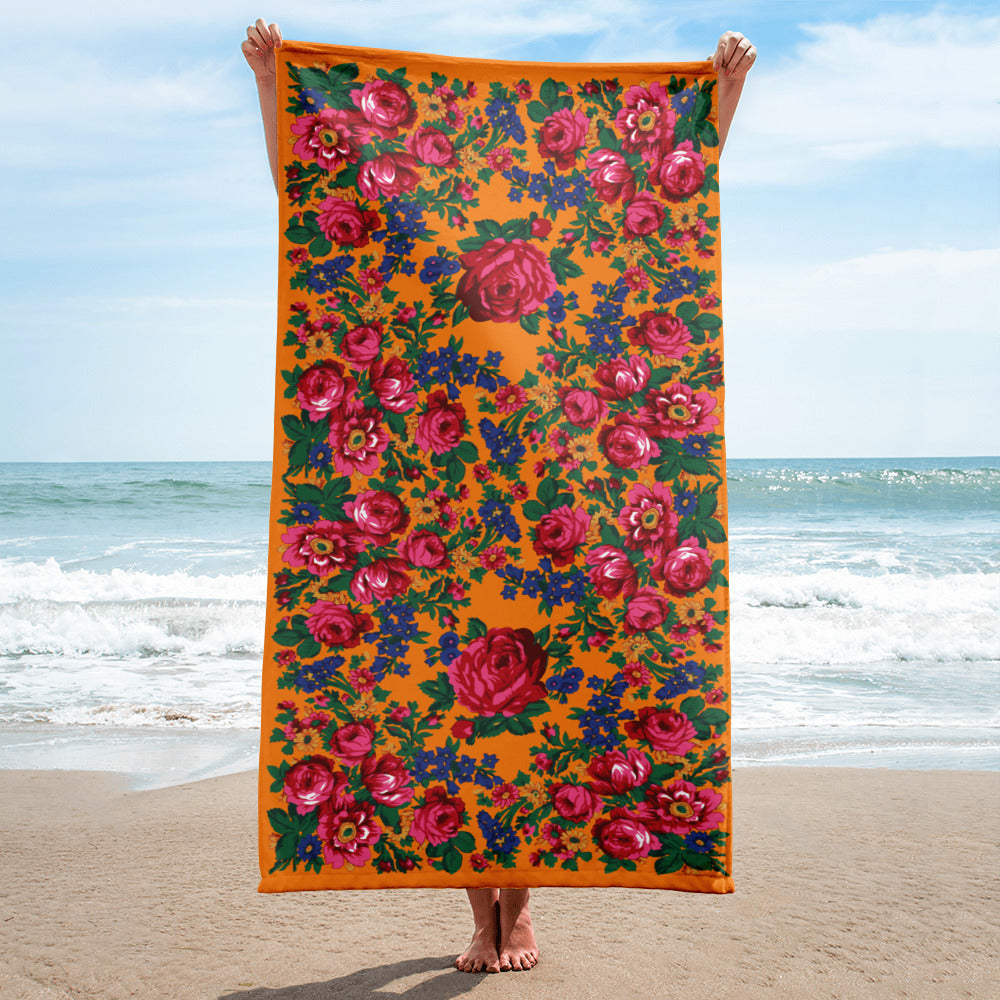 Kokum Floral (Orange) - Beach Towel
