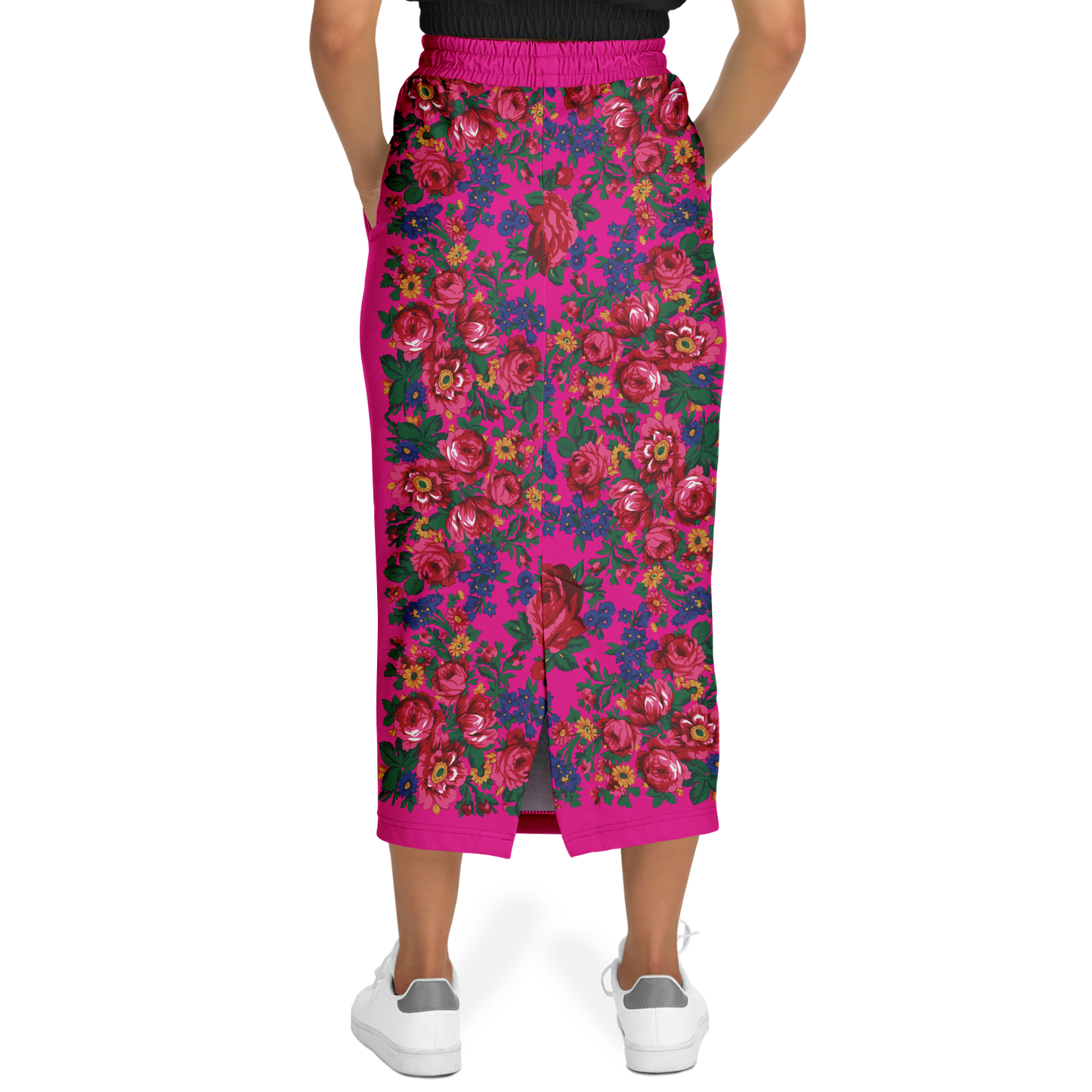 Kokum Floral (Pink) - Athletic Midi Skirt