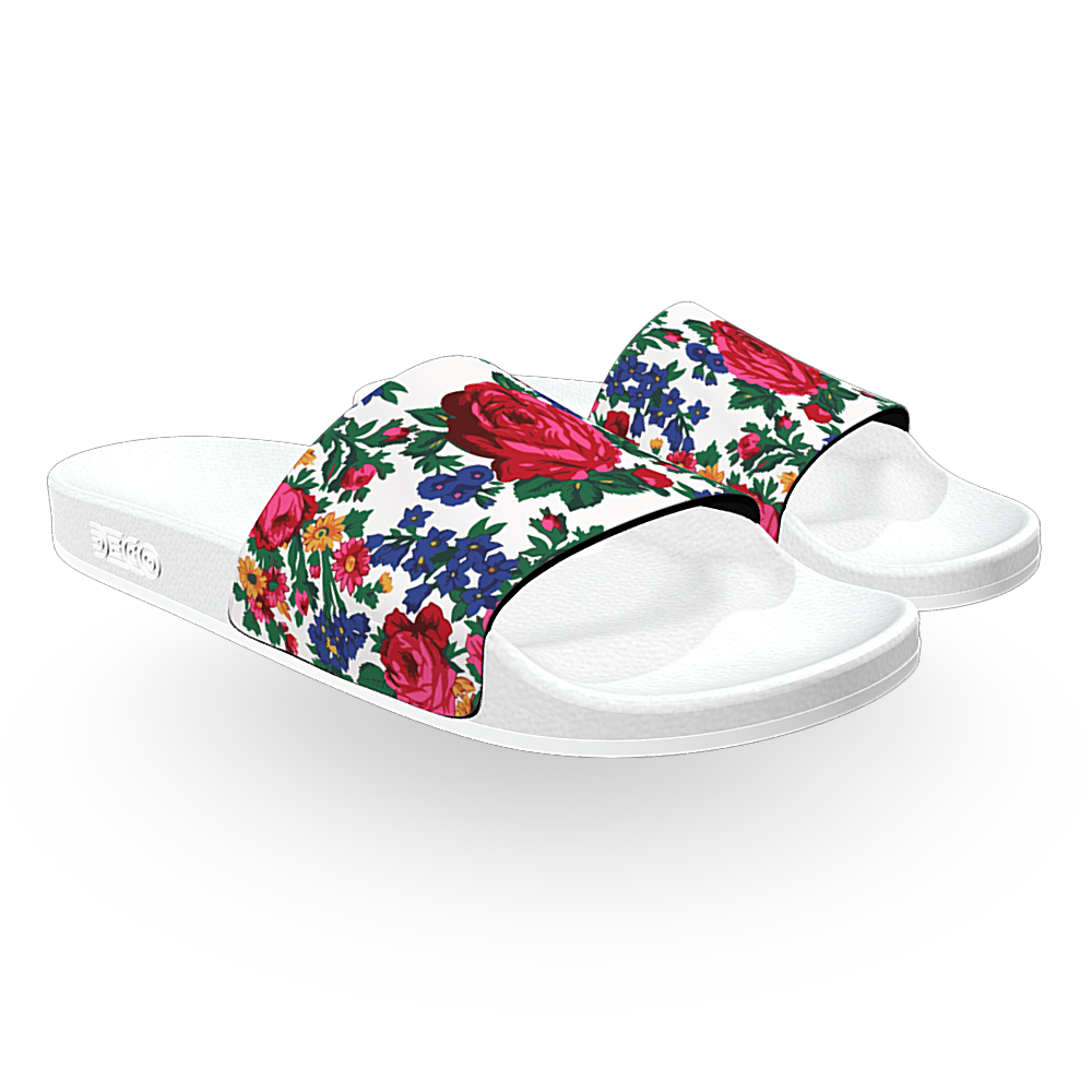 Kokum Floral (White) - Unisex Slide Sandal