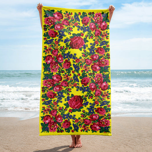 Kokum Floral (Yellow) - Beach Towel
