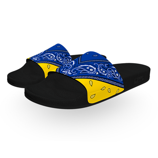 "LA" Blue and Gold Bandana - Unisex Slide Sandal