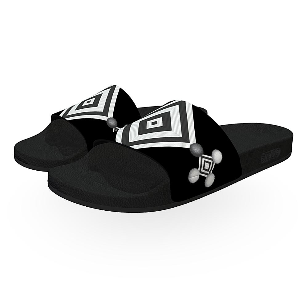Los Ojos (Black & White) - Unisex Slide Sandal-Footwear-Licuado Wear