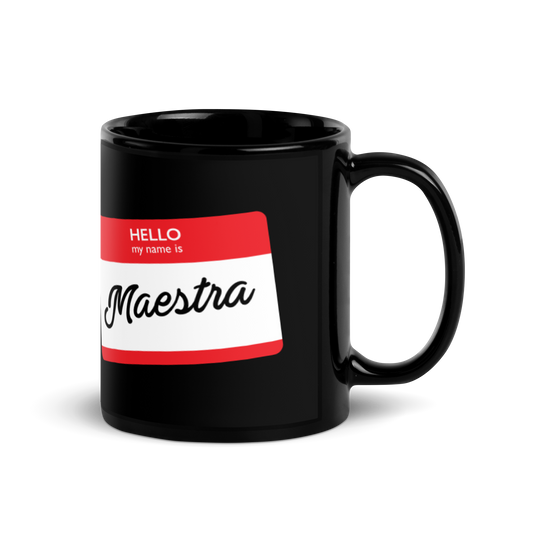 Maestra (Teacher) Name Tag - Black Glossy Mug