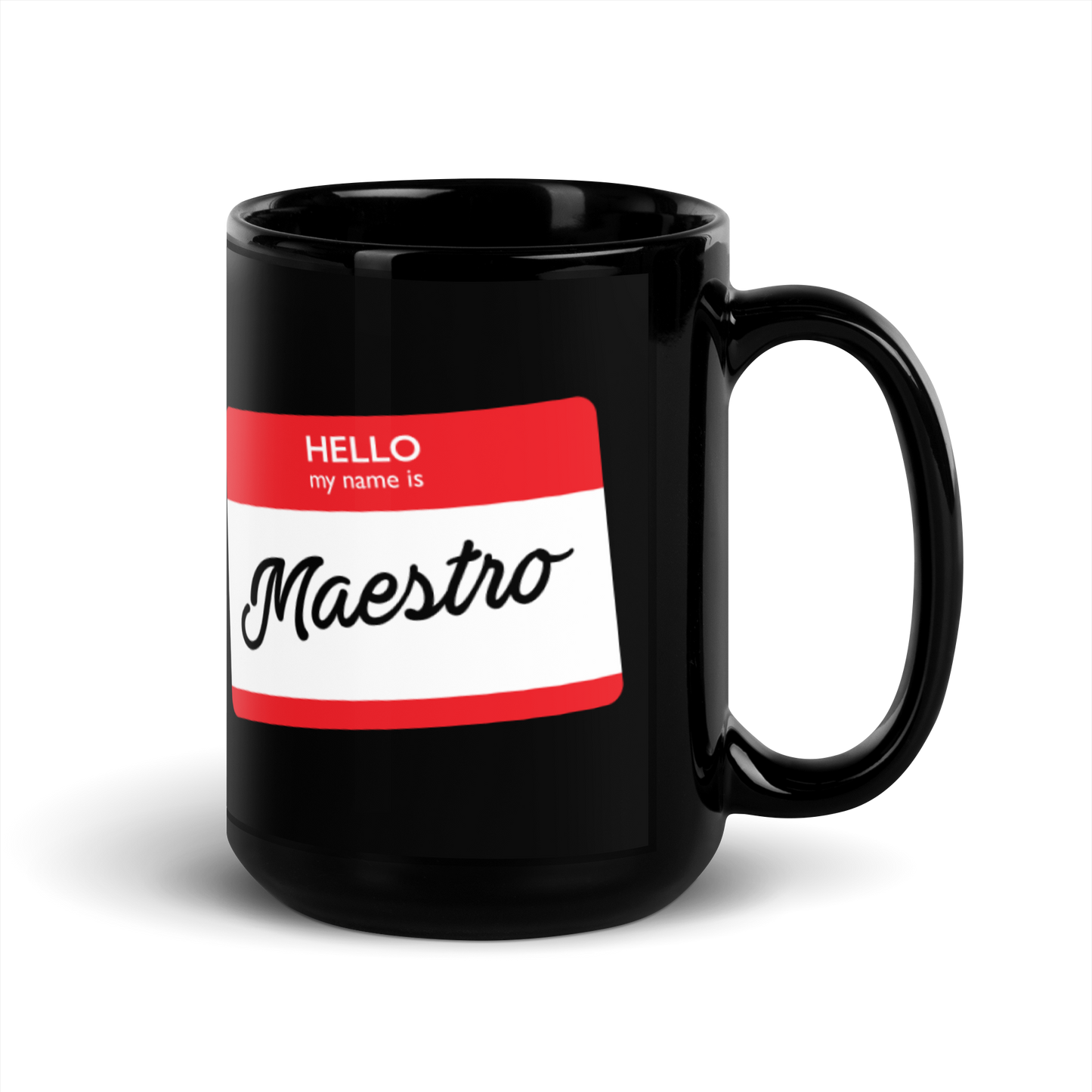 Maestro (Teacher) Name Tag - Black Glossy Mug