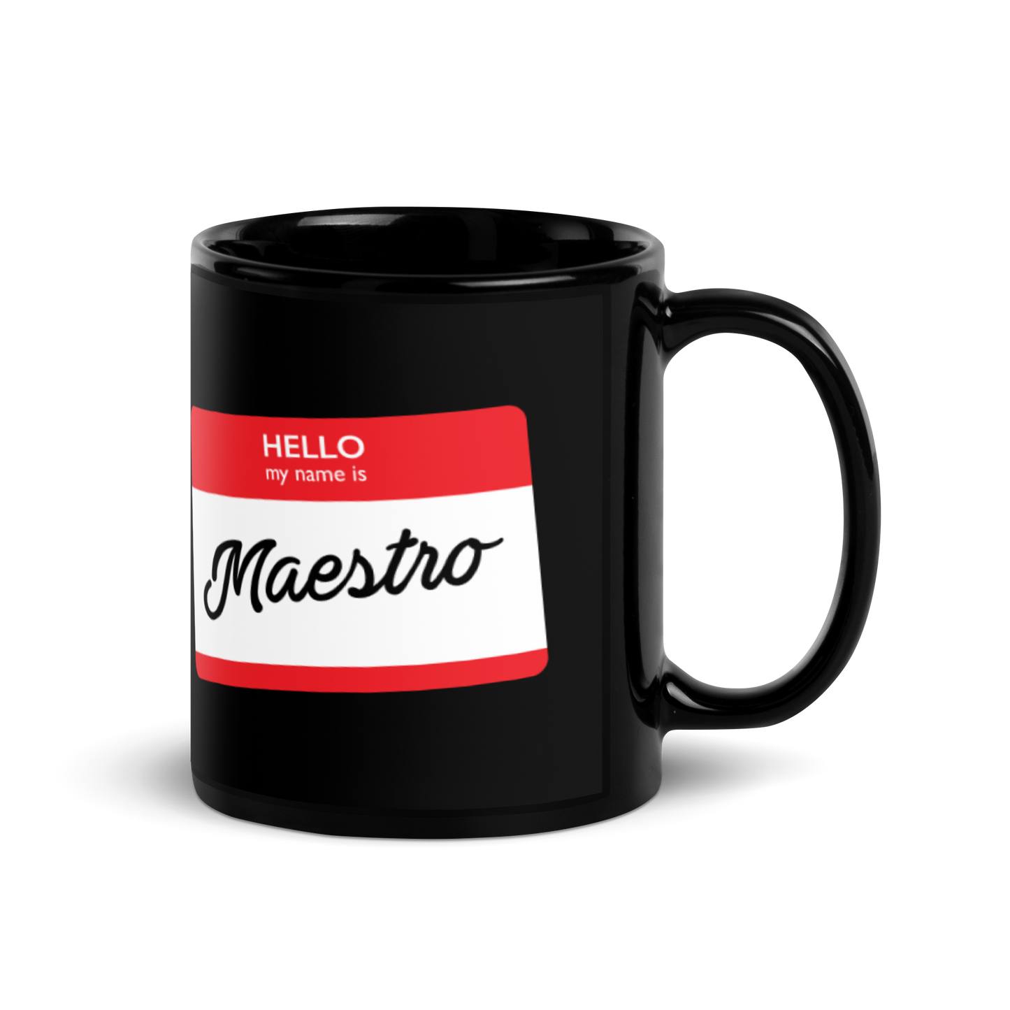 Maestro (Teacher) Name Tag - Black Glossy Mug