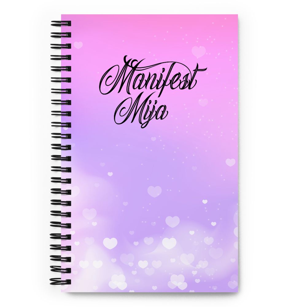 Manifest Mija (Purple/Pink hearts) - Spiral Notebook