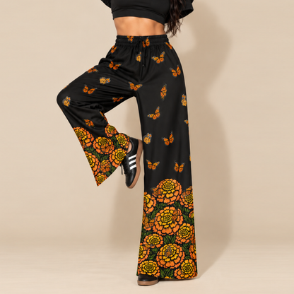 Day of the Dead Marigold & Monarch – Fleece Flare Pants