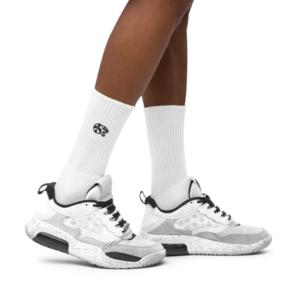 Mictlantecuhtli - White Unisex Embroidered Socks (2 sizes avail.)
