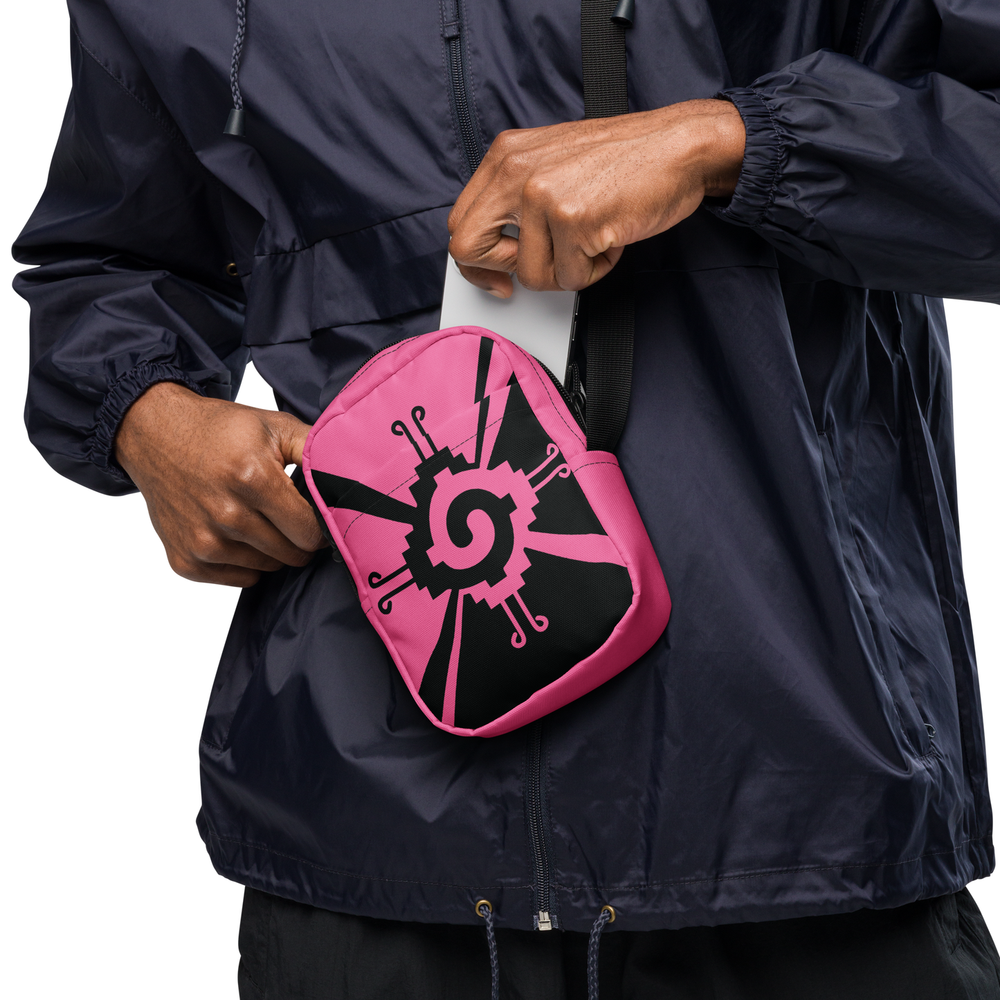Nahui Papalotl or Hunab Ku (Pink & Black) - Unisex Crossbody Bag