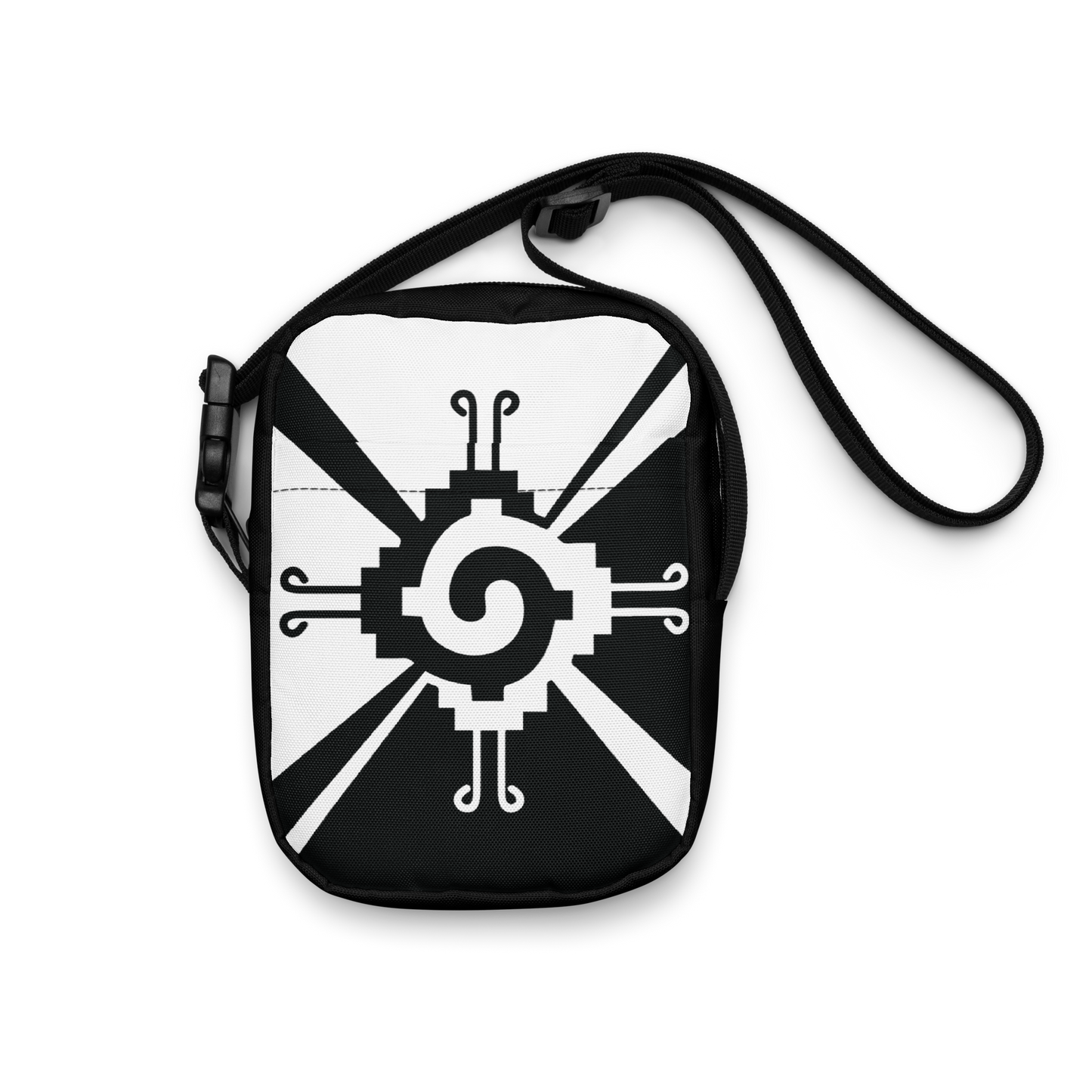 Nahui Papalotl or Hunab Ku (White & Black) - Unisex Crossbody Bag