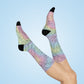 Pastel Aztec Calendar - Unisex Cushioned Crew Socks