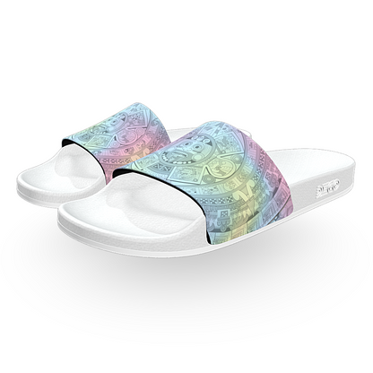 Pastel Aztec Calendar (White Base) - Unisex Slide Sandal