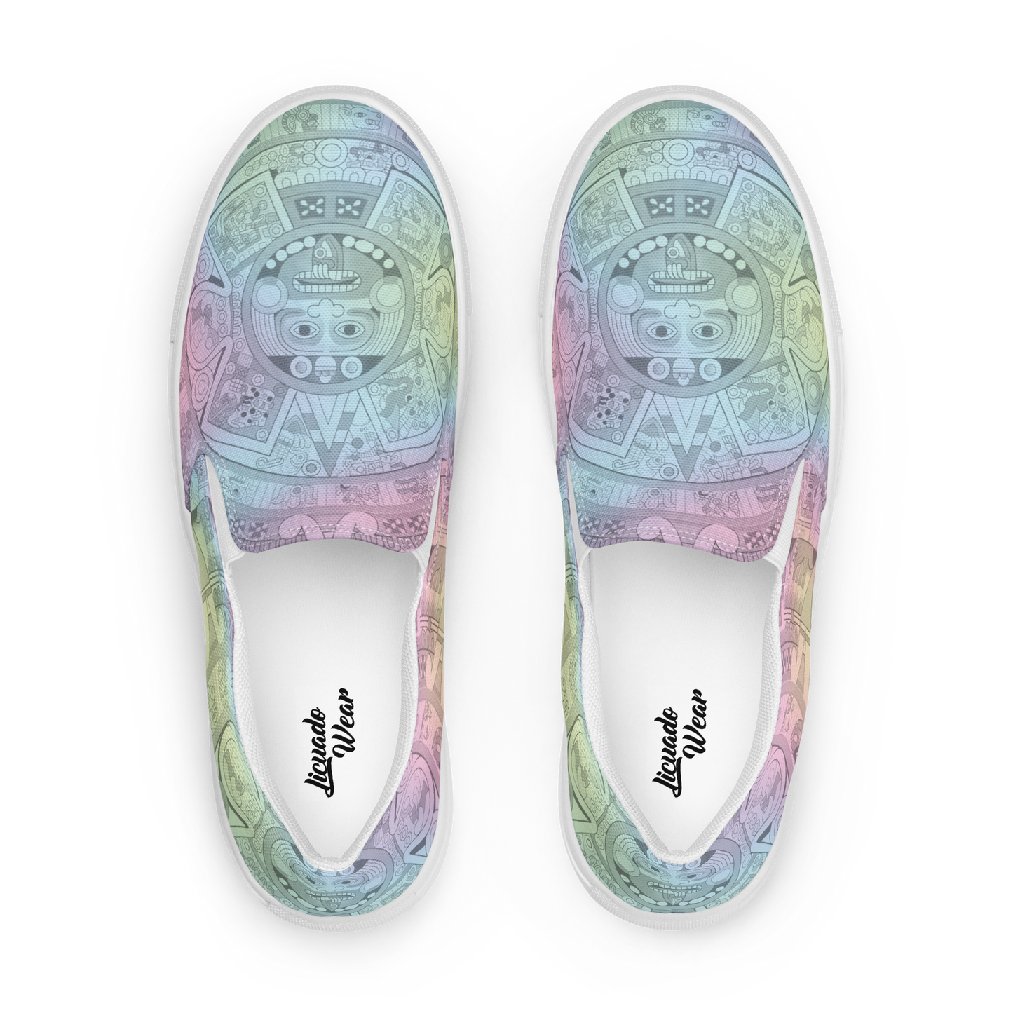 Pastel Aztec Calendar - Women’s Slip-on Canvas Shoes