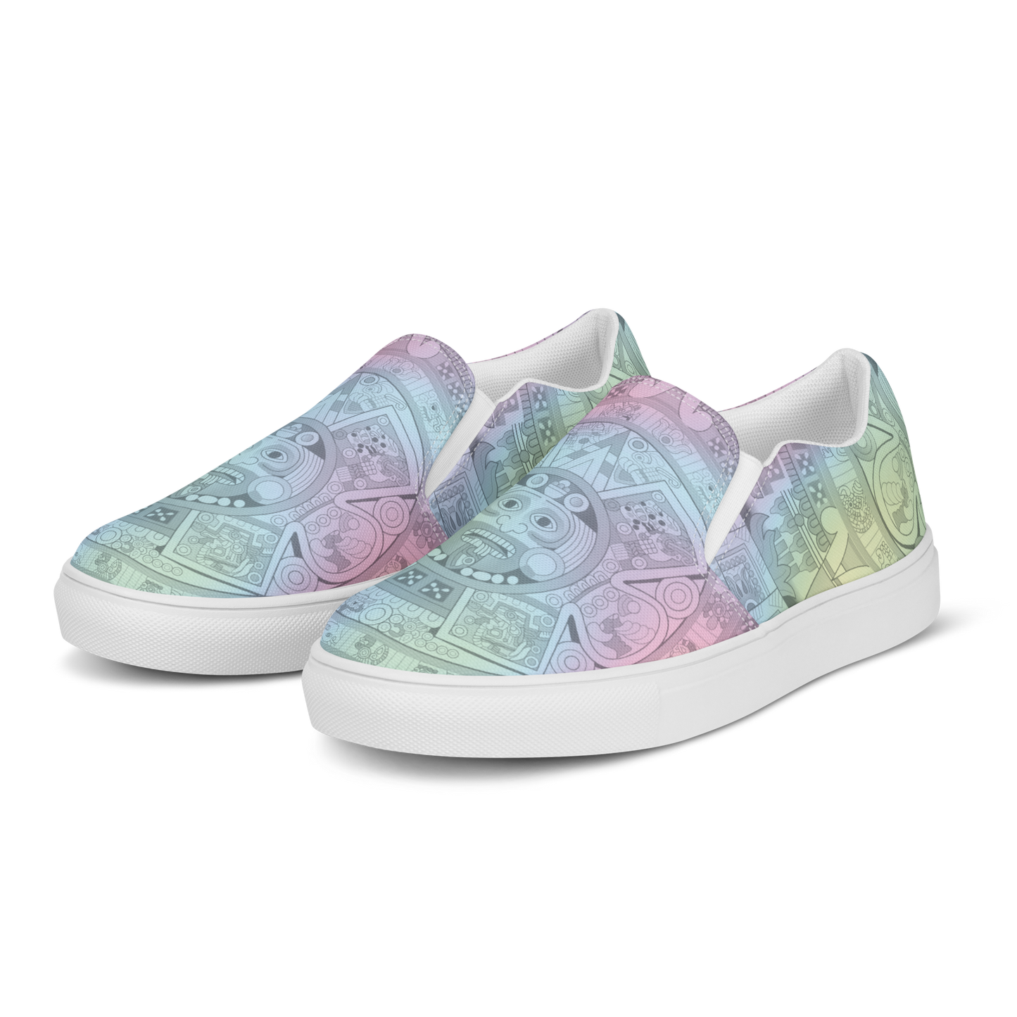 Pastel Aztec Calendar - Women’s Slip-on Canvas Shoes