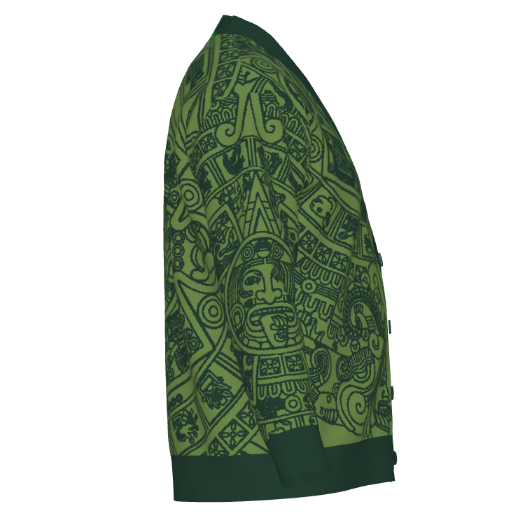 Mexica / Azteca Calendar (Pine Green & Grass Green) - Unisex Knit Cardigan