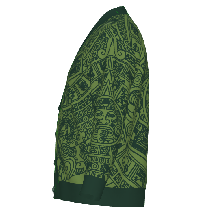 Mexica / Azteca Calendar (Pine Green & Grass Green) - Unisex Knit Cardigan