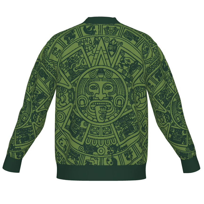 Mexica / Azteca Calendar (Pine Green & Grass Green) - Unisex Knit Cardigan