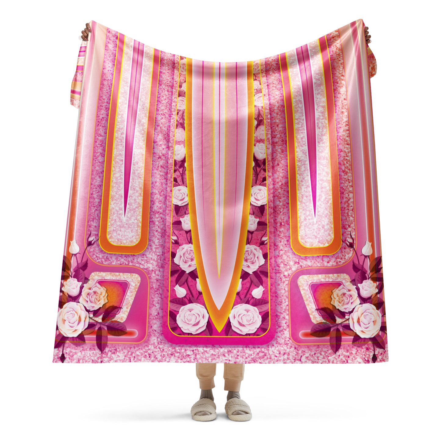 Pink & Orange with Roses Lowrider Hood - Blanket (2 sizes)
