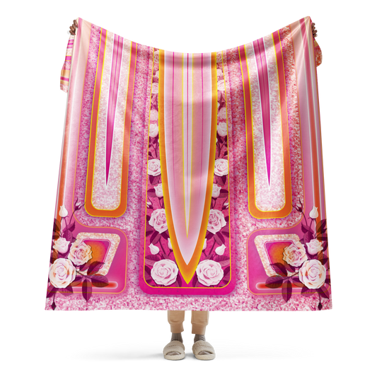 Pink & Orange with Roses Lowrider Hood - Sherpa Blanket (2 sizes)
