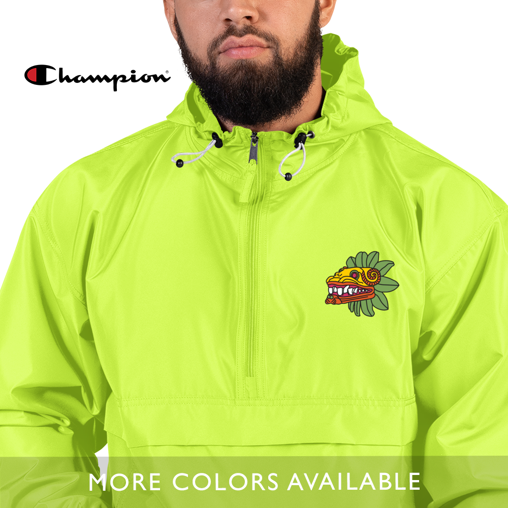 Quetzalcoatl (Bright Colorway) - Embroidered Champion Packable Jacket