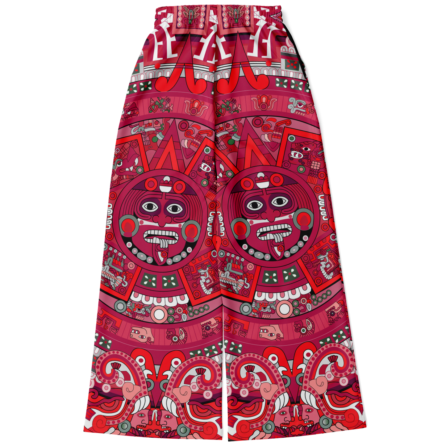 Red & Black Aztec Calendar - Flare Fleece Pant