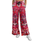 Red & Black Aztec Calendar - Flare Fleece Pant