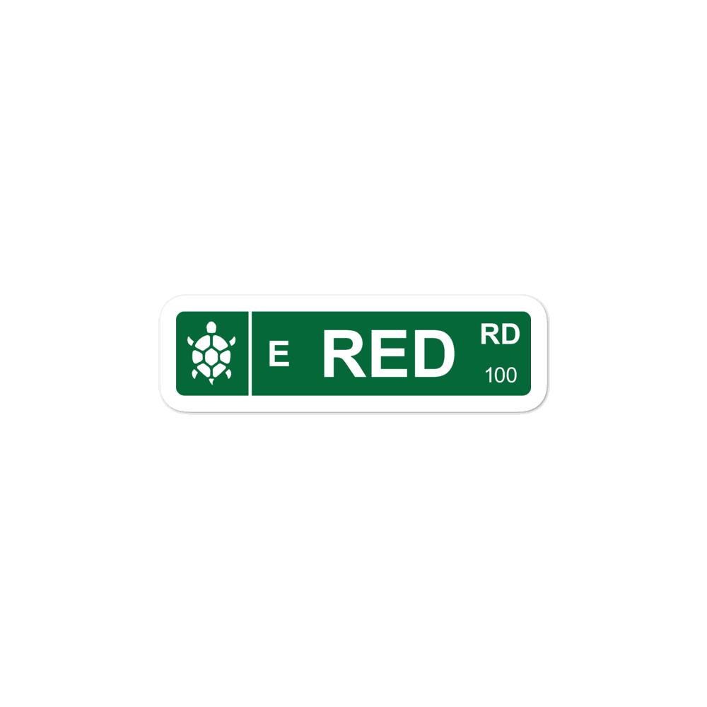 Red Road Street Sign - Sticker (S, M, L) - Licuado Wear