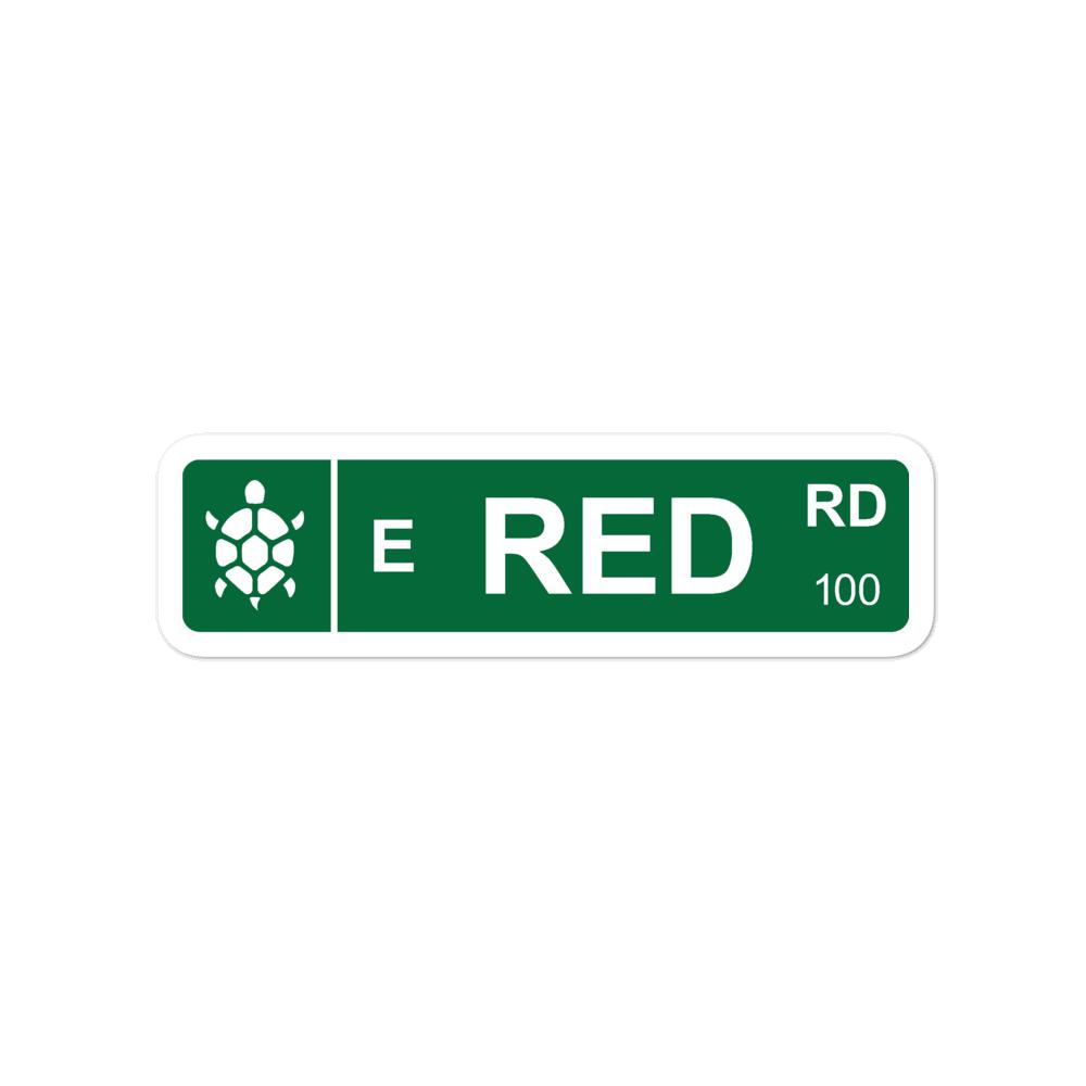 Red Road Street Sign - Sticker (S, M, L) - Licuado Wear