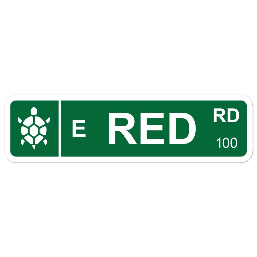 Red Road Street Sign - Sticker (S, M, L) - Licuado Wear