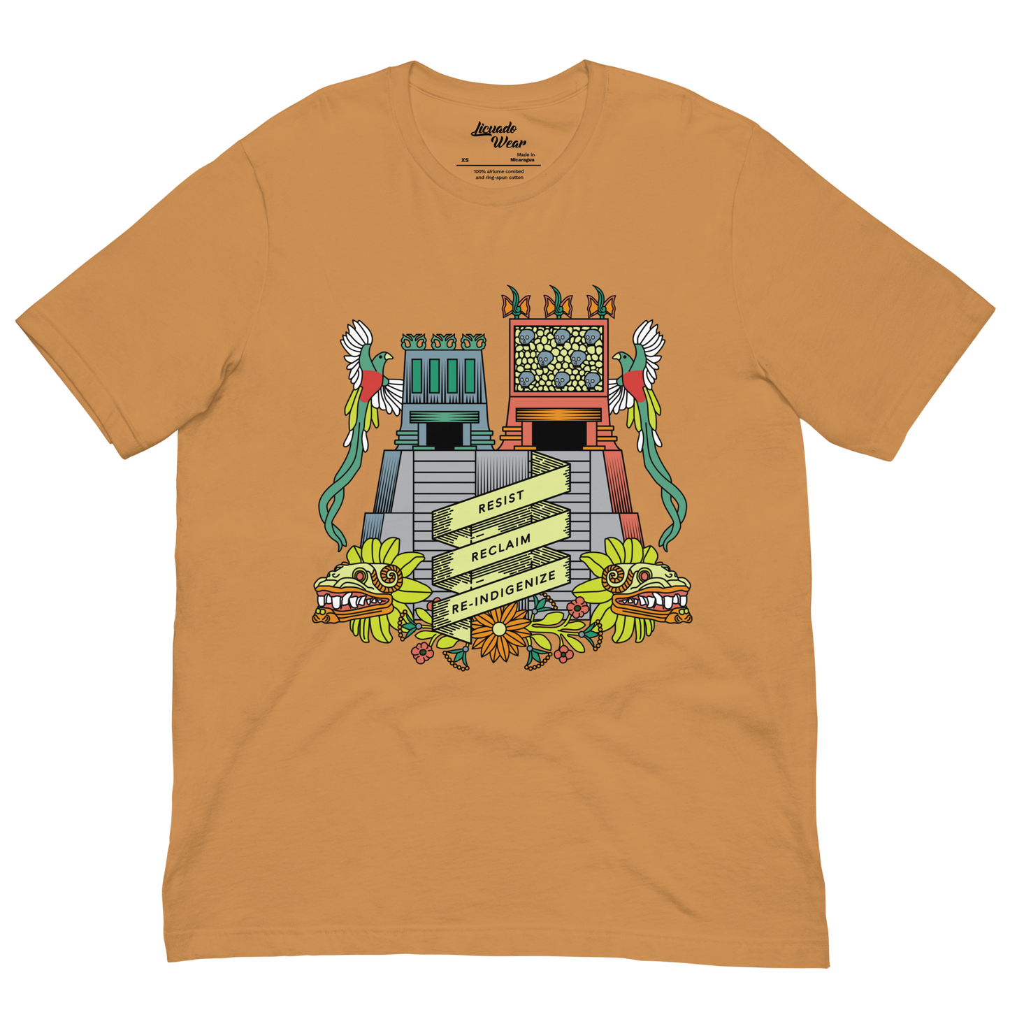 Resist, Reclaim, Re-Indigenize (Templo Mayor) - Earthy Colors Unisex T-Shirt