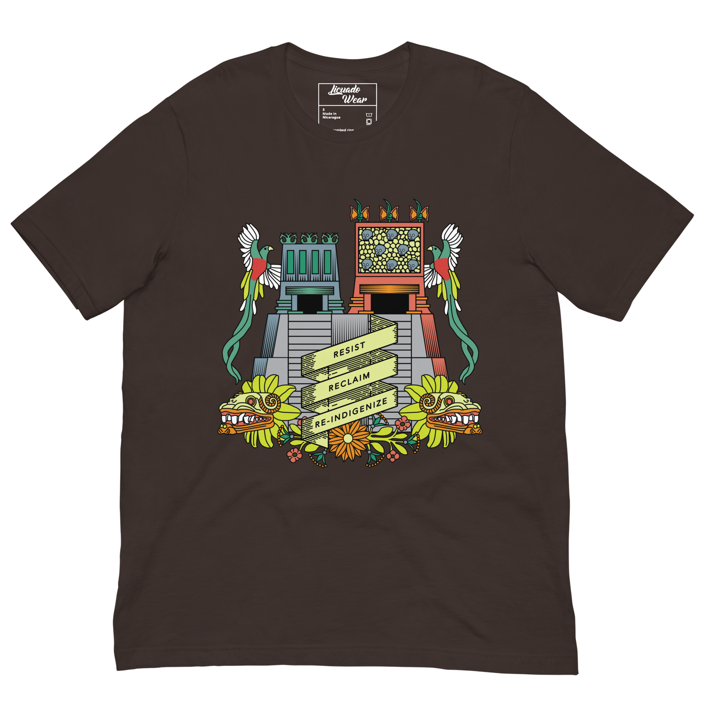 Resist, Reclaim, Re-Indigenize (Templo Mayor) - Earthy Colors Unisex T-Shirt