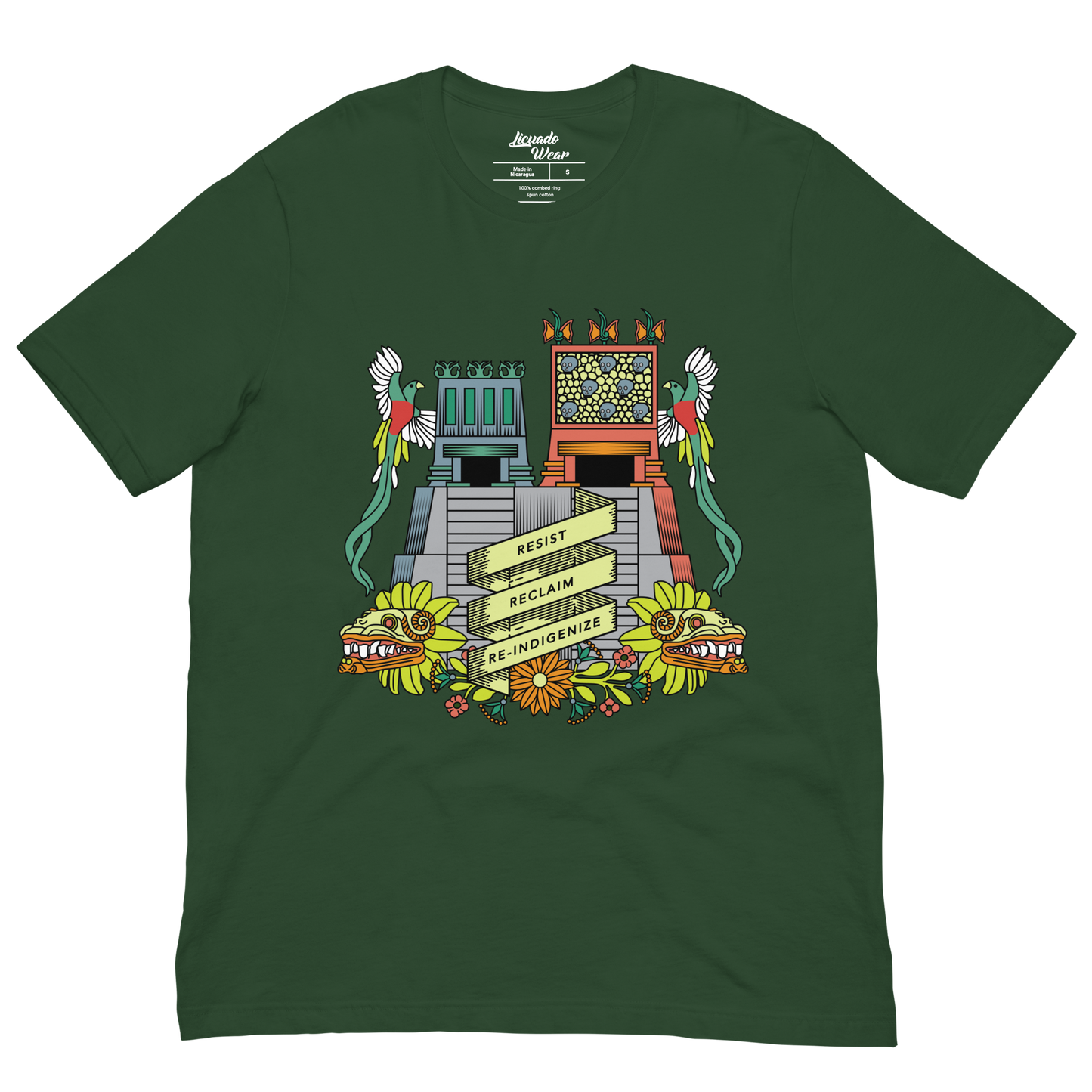 Resist, Reclaim, Re-Indigenize (Templo Mayor) - Earthy Colors Unisex T-Shirt