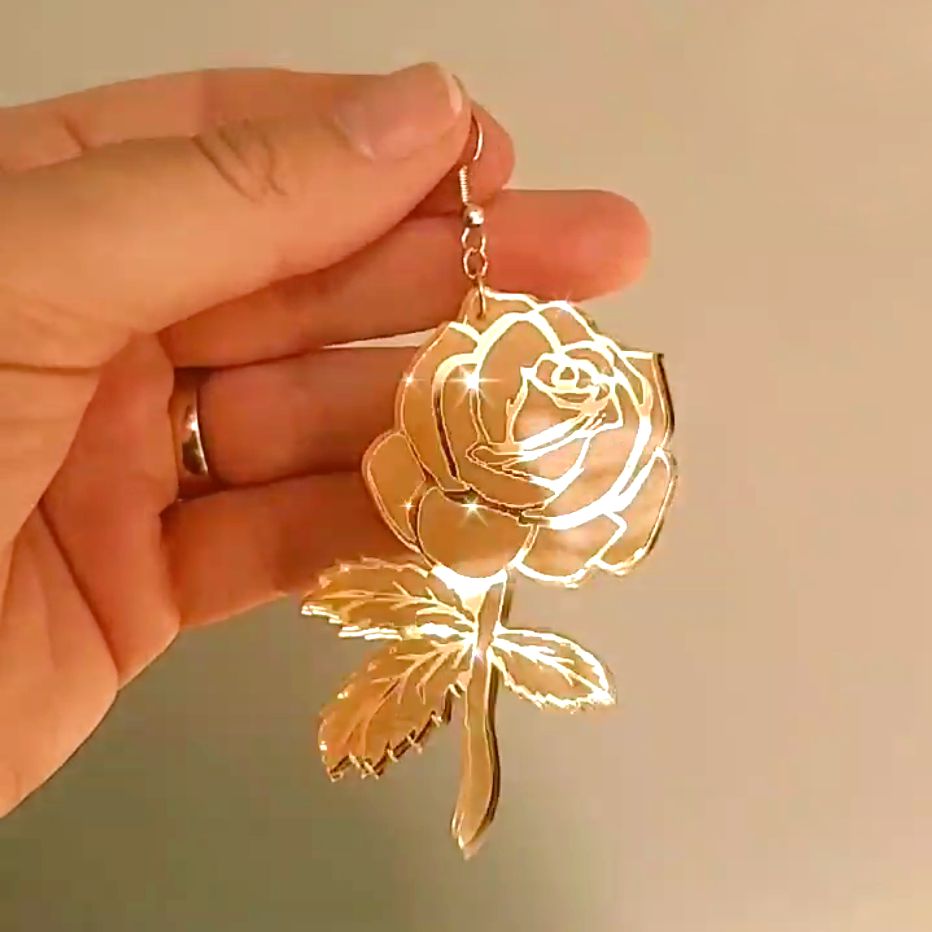 Rose (Gold Mirror Acrylic) - Earrings