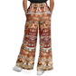 Rust & Tan Aztec Calendar - Flare Fleece Pant