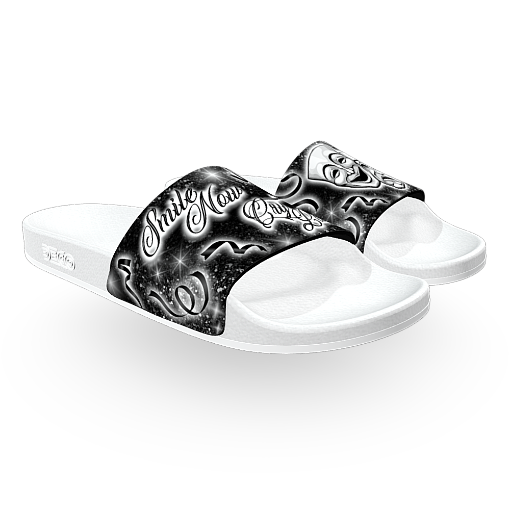 Smile Now Cry Later 90s Baby - Unisex Slide Sandal (White Base)