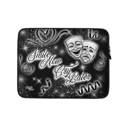 Smile Now Cry Later (Black Glitter) 90s Baby - Laptop Soft Case