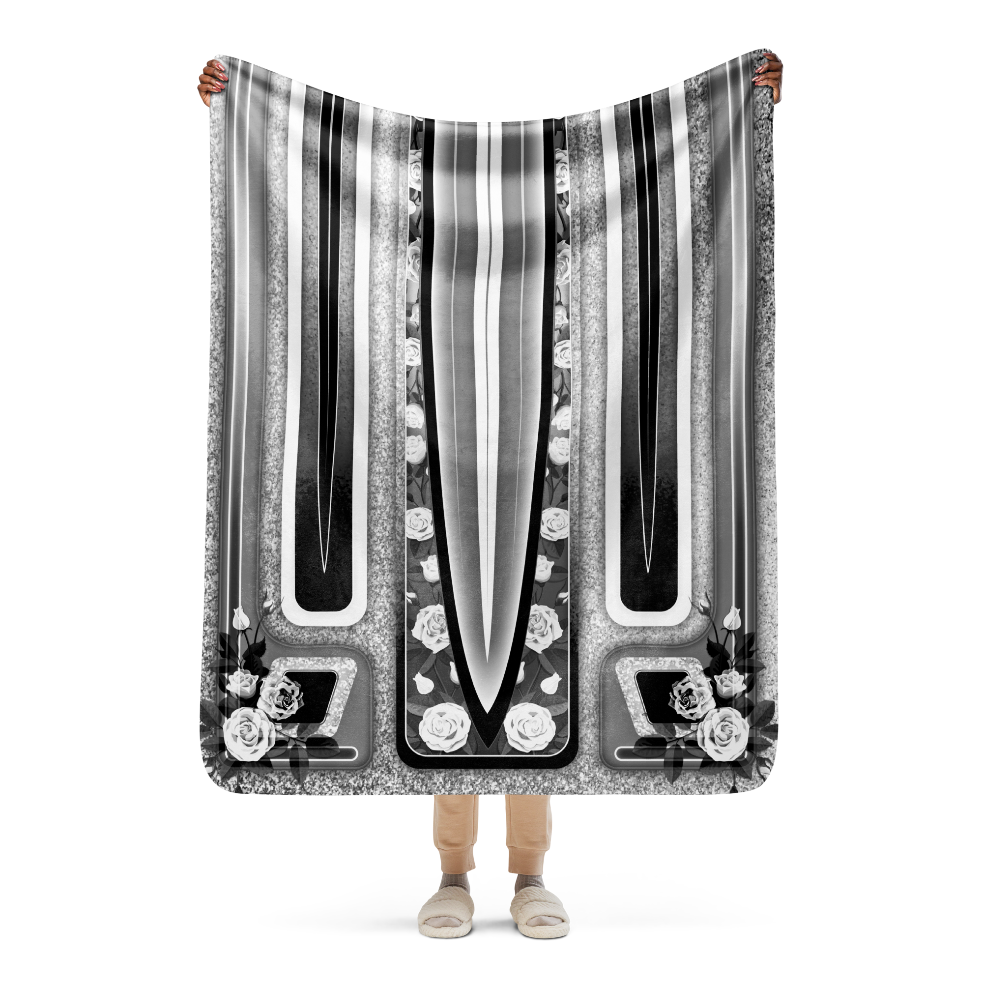 Black & White with Roses Lowrider Hood - Blanket (2 sizes) – Licuado Wear