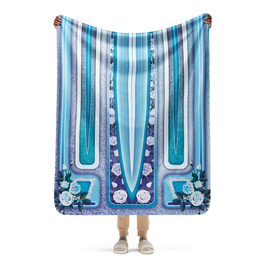 Blue & Turquoise with Roses Lowrider Hood - Blanket (2 sizes)