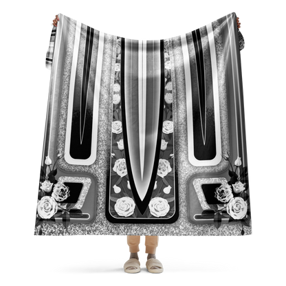 Black & White with Roses Lowrider Hood - Sherpa Blanket (2 sizes)