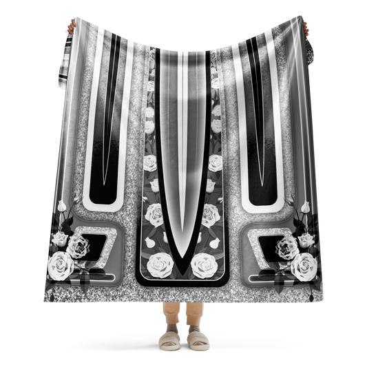 Black & White with Roses Lowrider Hood - Sherpa Blanket (2 sizes)
