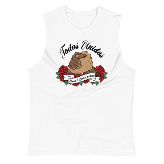 Todos Unidos, Brown and Black Excellence - White Muscle Shirt - Licuado Wear